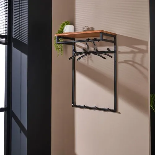 Wandgarderobe Garderobenpaneel Keno 8 Haken | Akazie massiv | natur