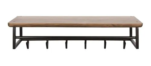 Wandgarderobe Garderobenpaneel Kes 2 mit Hutablage & 6 Haken | Akazie massiv | braun