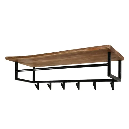 Wandgarderobe Garderobenpaneel Kes mit Hutablage & 6 Haken | Akazie massiv