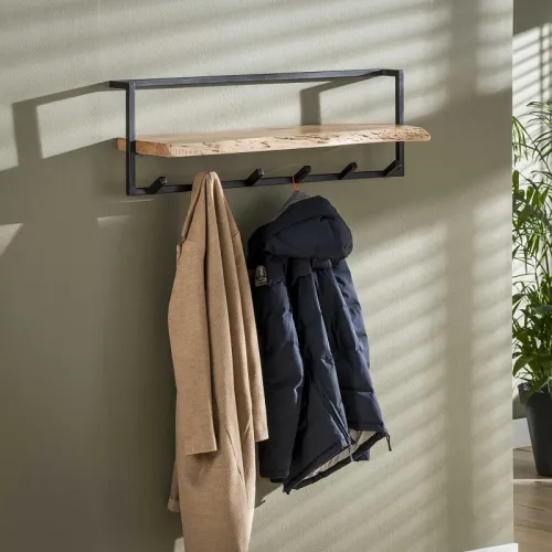 Wandgarderobe Garderobenpaneel Shani 6 Haken | Akazie massiv | natur