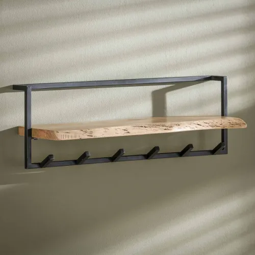 Wandgarderobe Garderobenpaneel Shani 6 Haken | Akazie massiv | natur