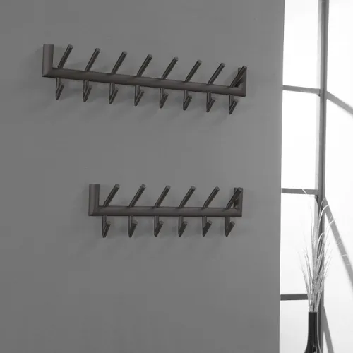 Wandgarderobe Garderobenpaneel Torino 2x8 Haken | Stahl | dunkelgrau