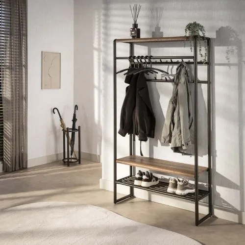 Wandgarderobe Shio | 11 Haken | Eiche | Drift brown