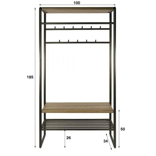 Wandgarderobe Shio | 11 Haken | Eiche | Drift brown