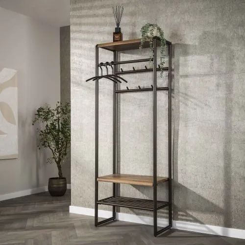 Wandgarderobe Shio | 7 Haken | Eiche | Drift brown