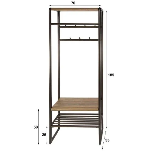 Wandgarderobe Shio | 7 Haken | Eiche | Drift brown