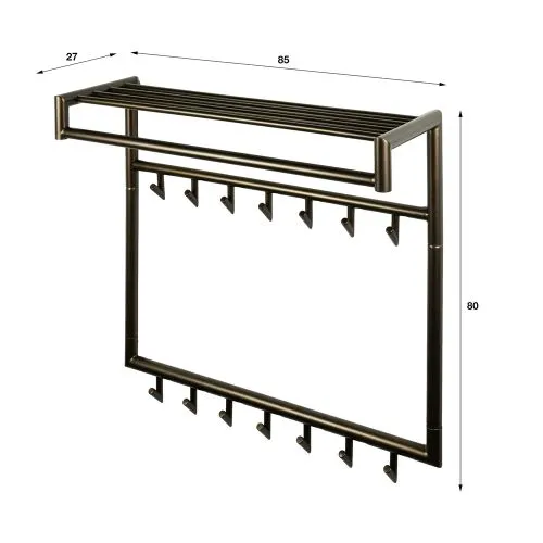 Wandgarderobe Torino | mit 2x7 Haken | Stahl | drift braun