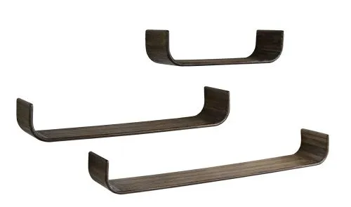 Wandregal Novus | 3er Set | Teakholz massiv | Espresso