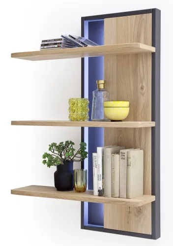 Wandregal Portland | Asteiche Bianco massiv mit LED Band 90 cm