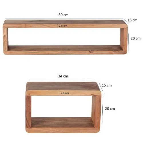 Wandregal Set Boha | 3-teilig | Akazienholz