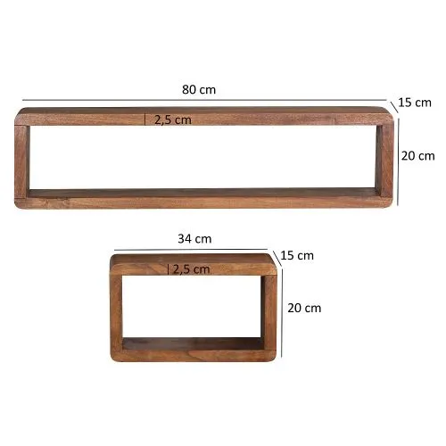Wandregal Set Boha | 3-teilig | Sheesham holz