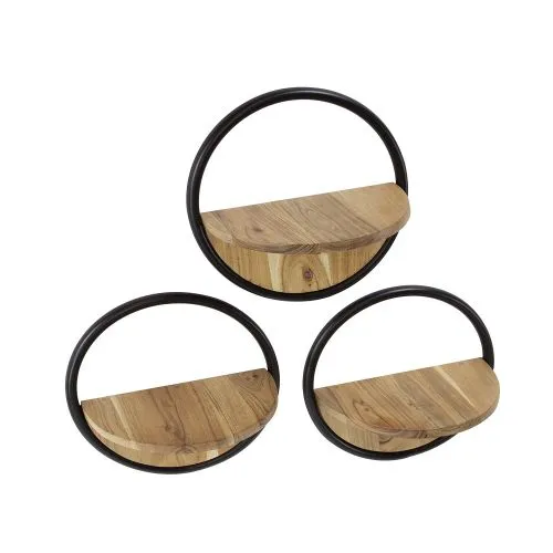Wandregal Set Knobs | 3-teilig | Akazie massiv | Akaziefarben