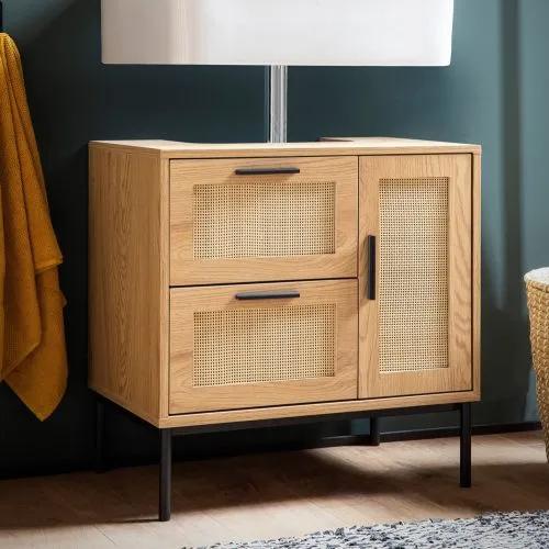 Waschbeckenunterschrank Aletta | mit Schubkästen | braun / schwarz