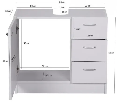 Waschbeckenunterschrank Bathia | mit Schubkästen | weiß