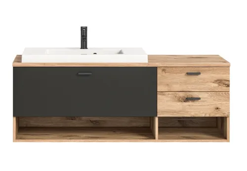 Waschbeckenunterschrank Grado | inkl. Waschbecken | Nox Oak / grau