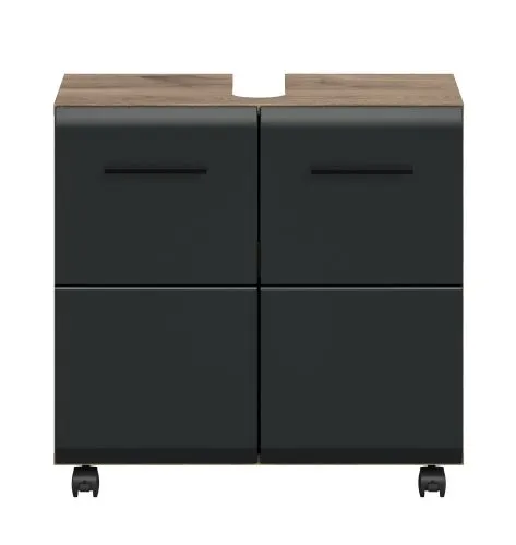 Waschbeckenunterschrank Ice | auf Rollen | Nox Oak / schwarz