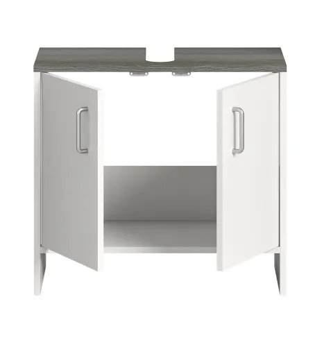 Waschbeckenunterschrank Los Angeles | weiß / rauchsilber