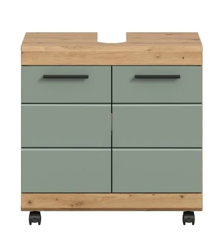 Waschbeckenunterschrank Scout auf Rollen | Salbei / Artisan Eiche