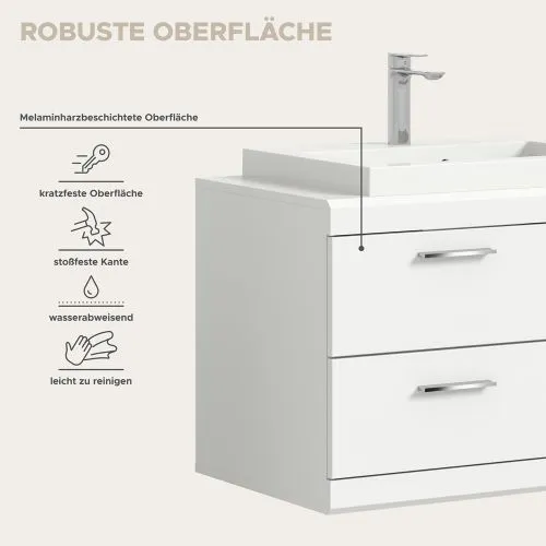 Waschbeckenunterschrank Scout inkl. Waschbecken | weiß Hochglanz / weiß