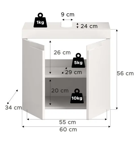 Waschbeckenunterschrank Viana | weiß