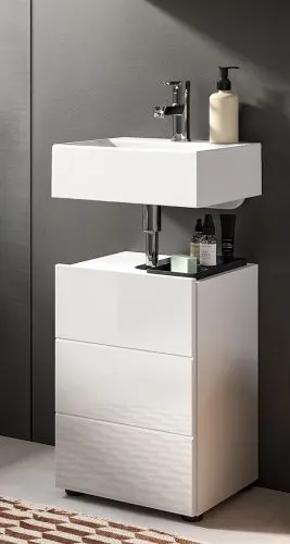 Waschbeckenunterschrank Vira | weiß Hochglanz | 38 cm x 56 cm x 34 cm