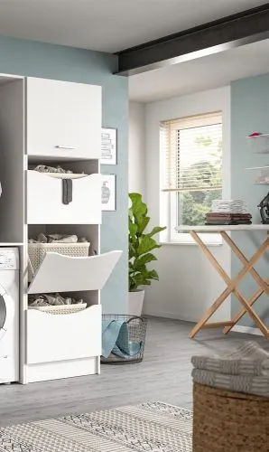 Waschmaschinenschrank Set Free | weiß | 4-teilig