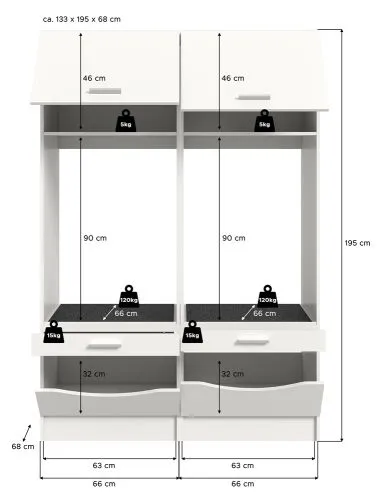 Waschmaschinenschrank Set Free 4 | weiß | 2-teilig