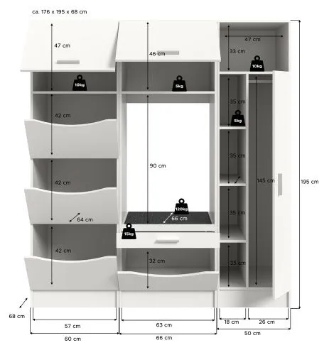 Waschmaschinenschrank Set Free 2 | 3-teilig | weiß