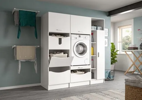 Waschmaschinenschrank Set Free 2 | 3-teilig | weiß