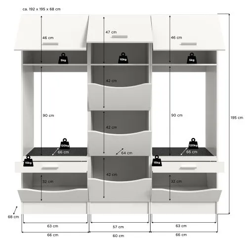 Waschmaschinenschrank Set Free 2 | weiß | 3-teilig