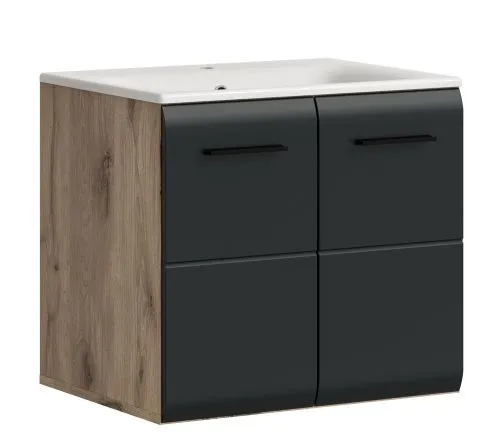 Waschtisch Ice inkl. Waschbecken | Nox Oak / schwarz matt