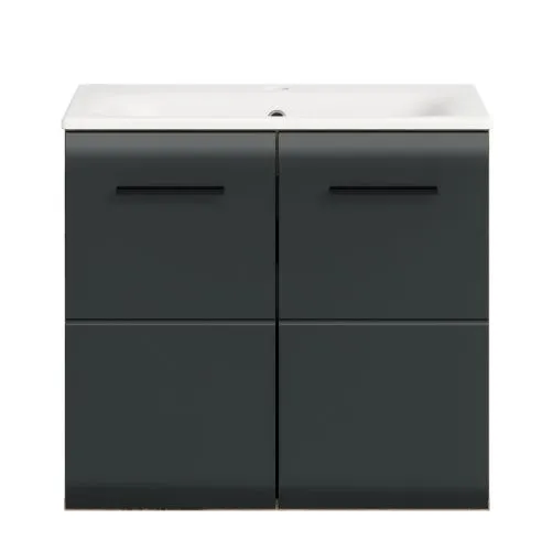 Waschtisch Ice inkl. Waschbecken | Nox Oak / schwarz matt