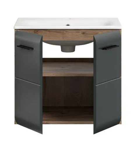 Waschtisch Ice inkl. Waschbecken | Nox Oak / schwarz matt