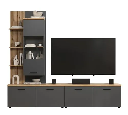 Wohnkombination Baggio | 3-teilig | Anthrazit / Coast Evoke Oak