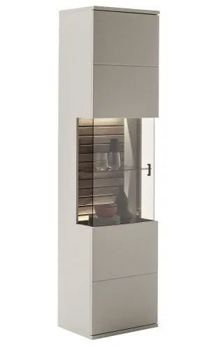 Wohnkombination Lüttich | Basalt / Wotan Eiche | 3-teilig | Vitrine & Wandboard mit Bandbeleuchtung