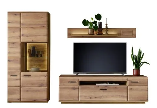 Wohnkombination Naxos 1 | Eiche Evoke | 3-teilig | mit 260 cm Beleuchtung