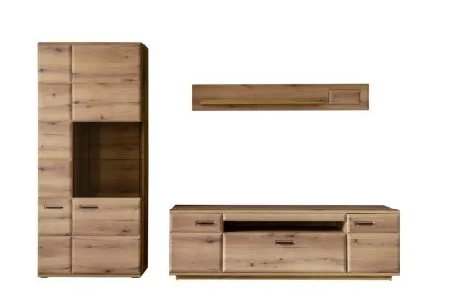 Wohnkombination Naxos 1 | Eiche Evoke | 3-teilig | mit 260 cm Beleuchtung