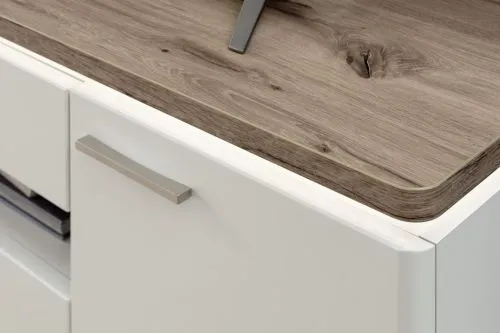 Wohnkombination Palermo 4 | Soft white / Viking Oak | 4-teilig | komplett Beleuchtung