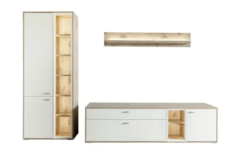 Wohnkombination Santerno 1 | Soft white / Viking Oak | 3-teilig