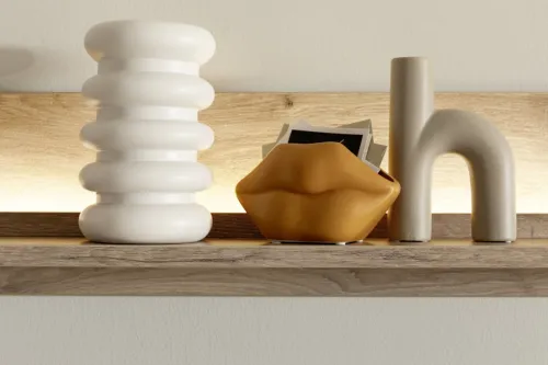 Wohnkombination Santerno 2 | Soft white / Viking Oak | 3-teilig | mit 135 cm Beleuchtung