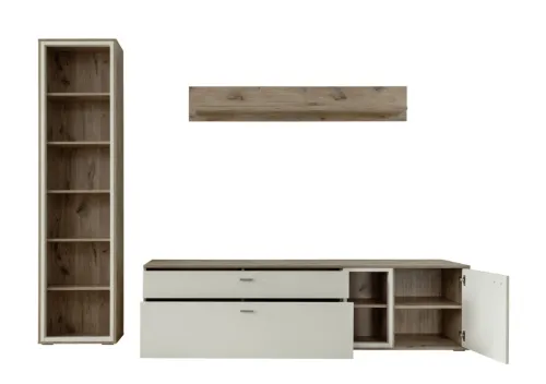 Wohnkombination Santerno | Soft white / Viking Oak | 3-teilig | Komplettset