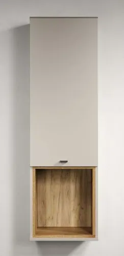 Wohnkombination Sao Paulo, Kaschmir Dekor, Wohnzimmer mit Lowboard, Wandschränken, Regal und Wandpaneel – Ansicht 3
