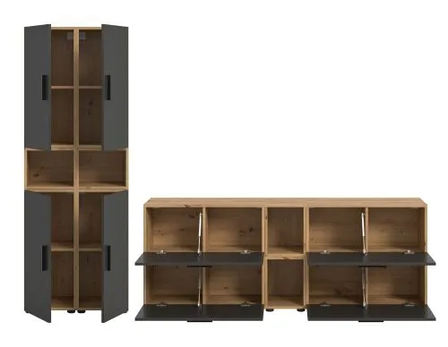 Wohnkombination The One 1 | 12-teilig | Artisan Oak / Basalt grau ohne