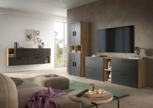 Wohnkombination The One 1 | 6-teilig | Artisan Eiche / Basalt grau