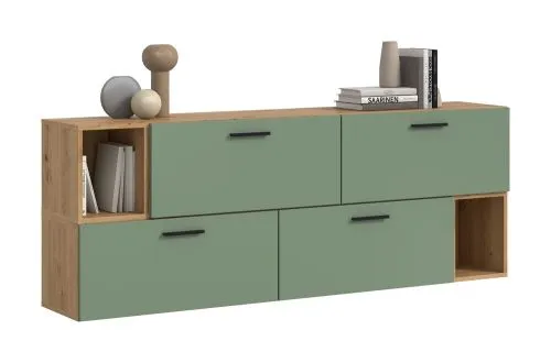 Wohnkombination The One 1 | 6-teilig | Artisan Eiche / Smoke Green