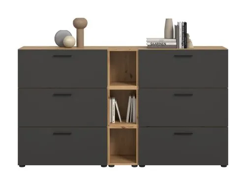 Wohnkombination The One 1 | 9-teilig | Artisan Oak / Basalt grau