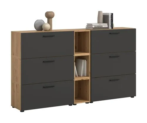 Wohnkombination The One 1 | 9-teilig | Artisan Oak / Basalt grau ohne