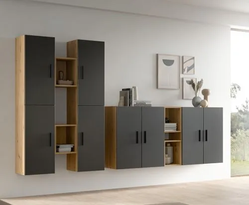 Wohnkombination The One | 12-teilig | Artisan Oak / Basalt grau Komplettset
