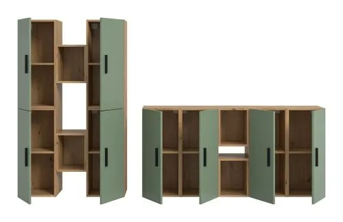 Wohnkombination The One | 12-teilig | Artisan Oak / Smoke Green