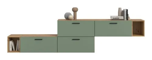 Wohnkombination The One 2 | 6-teilig | Artisan Eiche / Smoke Green Komplettset